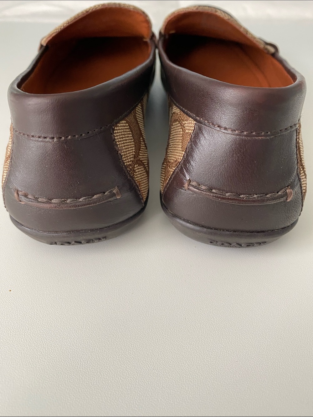 Coach Brown Signature Canvas Penny Loafers with Dark Brown Leather Trim - Picture 4 of 9